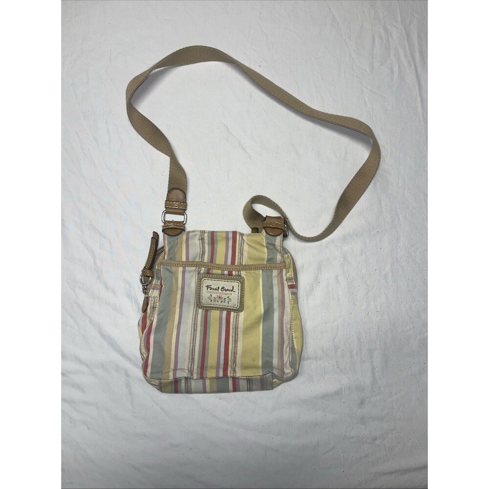 Fossil Colorful Striped Crossbody Purse w/ Leather Trim & Pockets